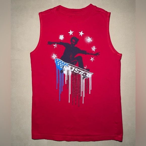 NWOT Red Sleeveless Tank Top with American Skateboarding Graphic Size Medium (8) - Picture 4 of 4